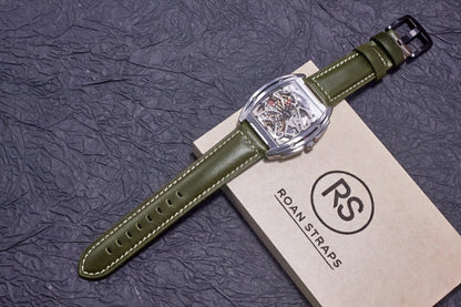ROAN Straps  |  Army Green Italian Calfskin Watch Strap - Artisan Tanned & Hand-Finished（18mm 19mm 20mm 21mm 22mm）
