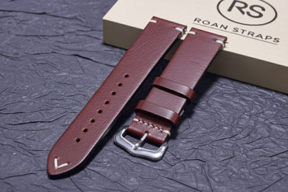 ROAN Straps | Wine Red Handmade Crazy Horse Leather Watch Strap,Vintage Genuine Leather Band（ 18mm 19mm 20mm 21mm 22mm 24mm）