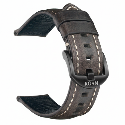ROAN Straps  |  Black Italian Calfskin Watch Strap - Artisan Tanned & Hand-Finishe（18mm 19mm 20mm 21mm 22mm）