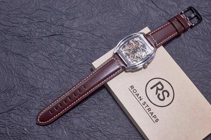 ROAN Straps | Wine Red Italian Calfskin Watch Strap - Artisan Tanned & Hand-Finishe（18mm 19mm 20mm 21mm 22mm)