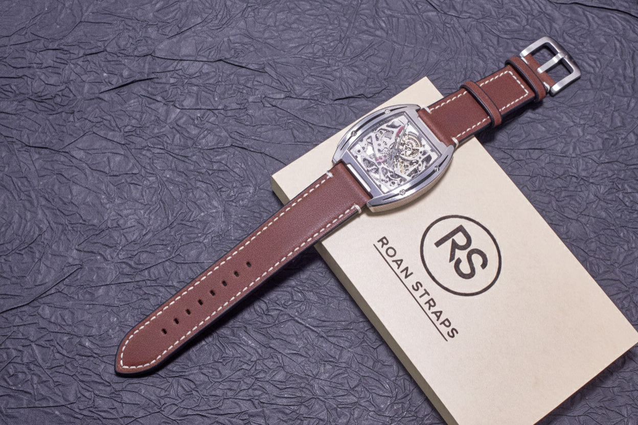ROAN Straps | Wine Red Italian Leather Watch Strap - Vintage Retro Design with Modern Craftsmanship（18mm 19mm 20mm 21mm 22mm 24mm)