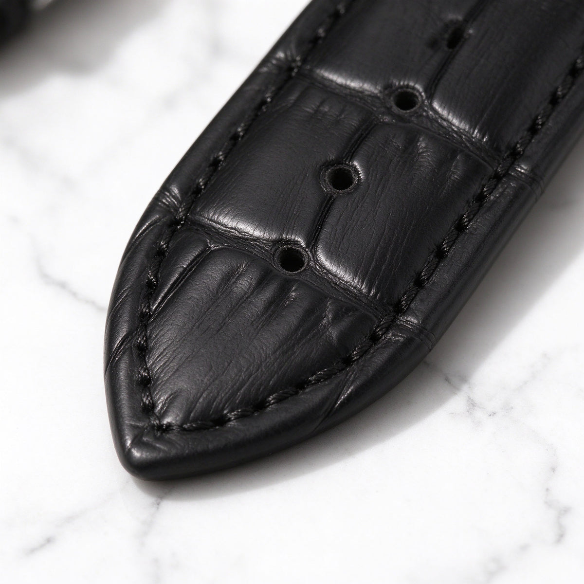 ROAN Heritage Black Alligator Grain Leather Strap with Deployant Clasp – 18mm 20mm 22mm 24mm