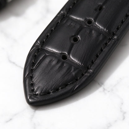 ROAN Heritage Black Alligator Grain Leather Strap with Deployant Clasp – 18mm 20mm 22mm 24mm