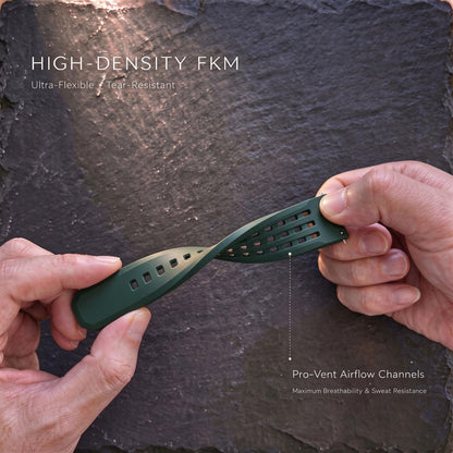ROAN STRAPS | Pro-Vent Aerospace-Grade FKM Rubber Watch Strap - Ultra-Soft & Breathable - Tactical Dark Olive (20mm, 22mm)