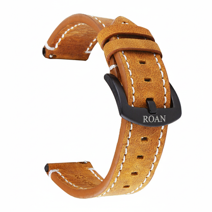 ROAN Straps | Tan Brown Italian Leather Watch Strap - Vintage Retro Design with Modern Craftsmanship（18mm 19mm 20mm 21mm 22mm 24mm)