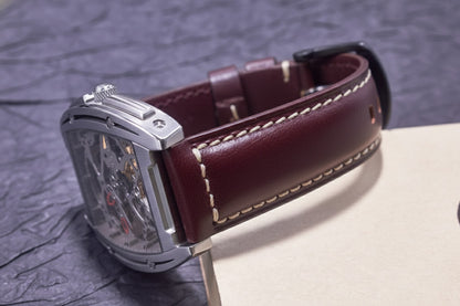 ROAN Straps | Wine Red Italian Calfskin Watch Strap - Artisan Tanned & Hand-Finishe（18mm 19mm 20mm 21mm 22mm)