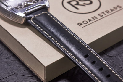 ROAN Straps  |  Black Italian Calfskin Watch Strap - Artisan Tanned & Hand-Finishe（18mm 19mm 20mm 21mm 22mm）