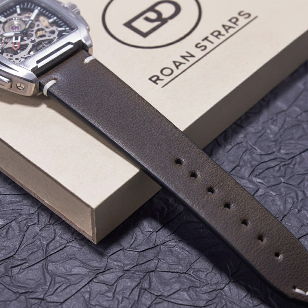 ROAN Straps | Army Green Handmade Crazy Horse Leather Watch Strap,Vintage Genuine Leather Band（18mm 19mm 20mm 21mm 22mm 24mm）