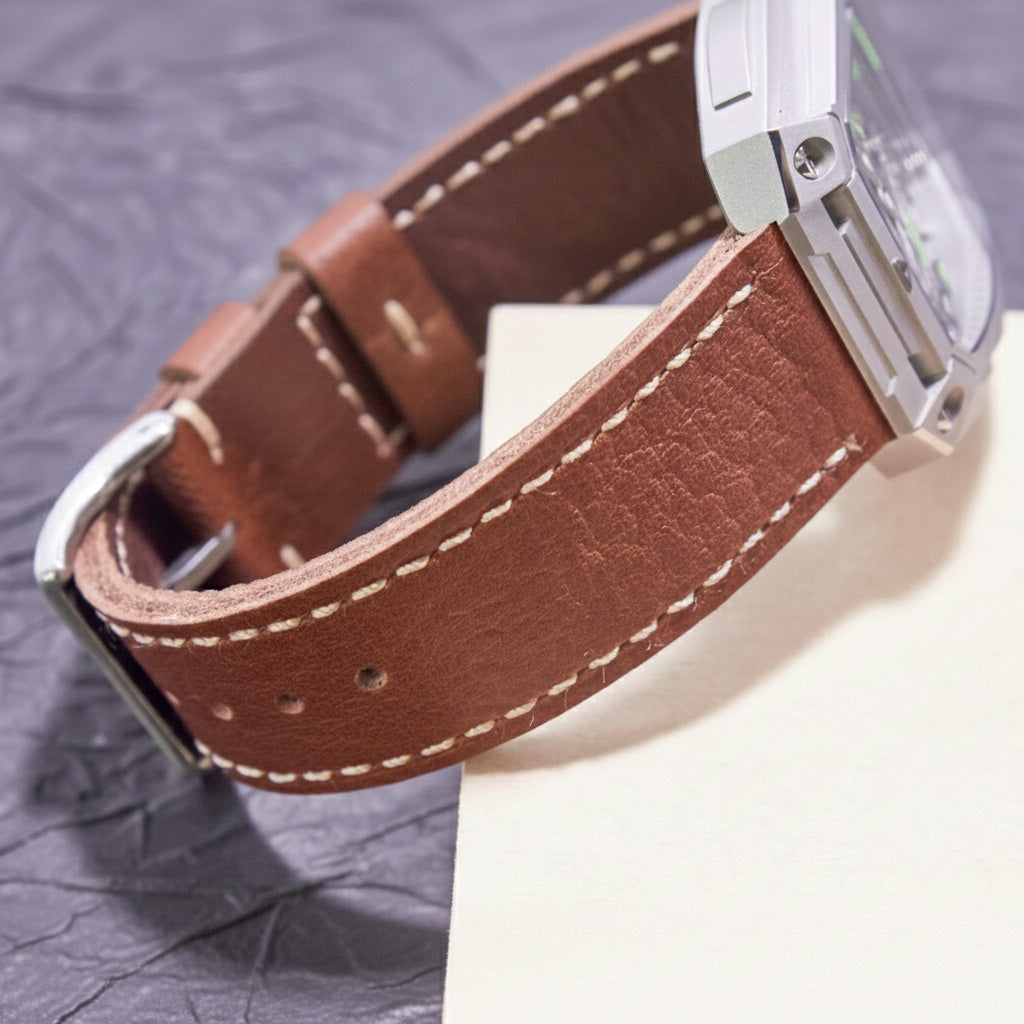 ROAN Straps  |  Light Brown French Goat Leather Watch Strap - Hand-Polished Vegetable Tanned Vintage Design（20mm 22mm 24mm)