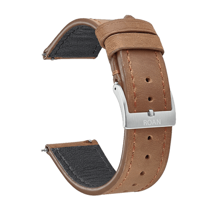 ROAN Straps | Red Italian Leather Watch Strap with Silver Pin Buckle - Handmade Artisanal Watch Band (20mm 22mm 24mm)