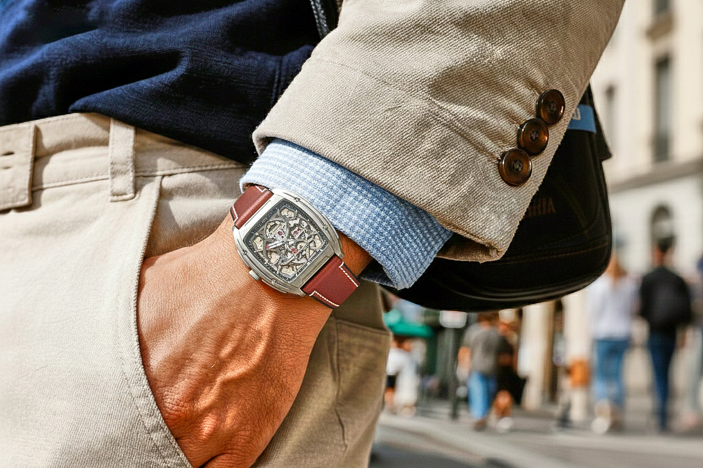 ROAN Straps | Wine Red Italian Leather Watch Strap - Vintage Retro Design with Modern Craftsmanship（18mm 19mm 20mm 21mm 22mm 24mm)