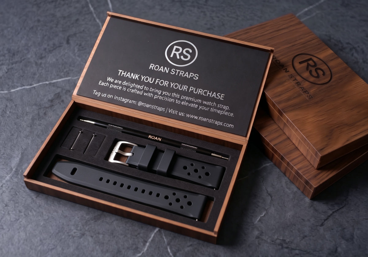 ROANSTRAPS | Phantom Black - Aero-Vent Series | Premium FKM Rubber Watch Strap