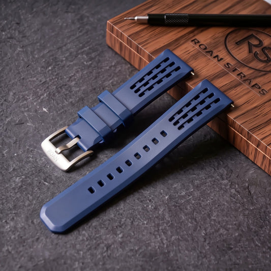 ROAN STRAPS | Pro-Vent Aerospace-Grade FKM Rubber Watch Strap - Ultra-Soft & Breathable - Deep Navy Blue (20mm, 22mm)