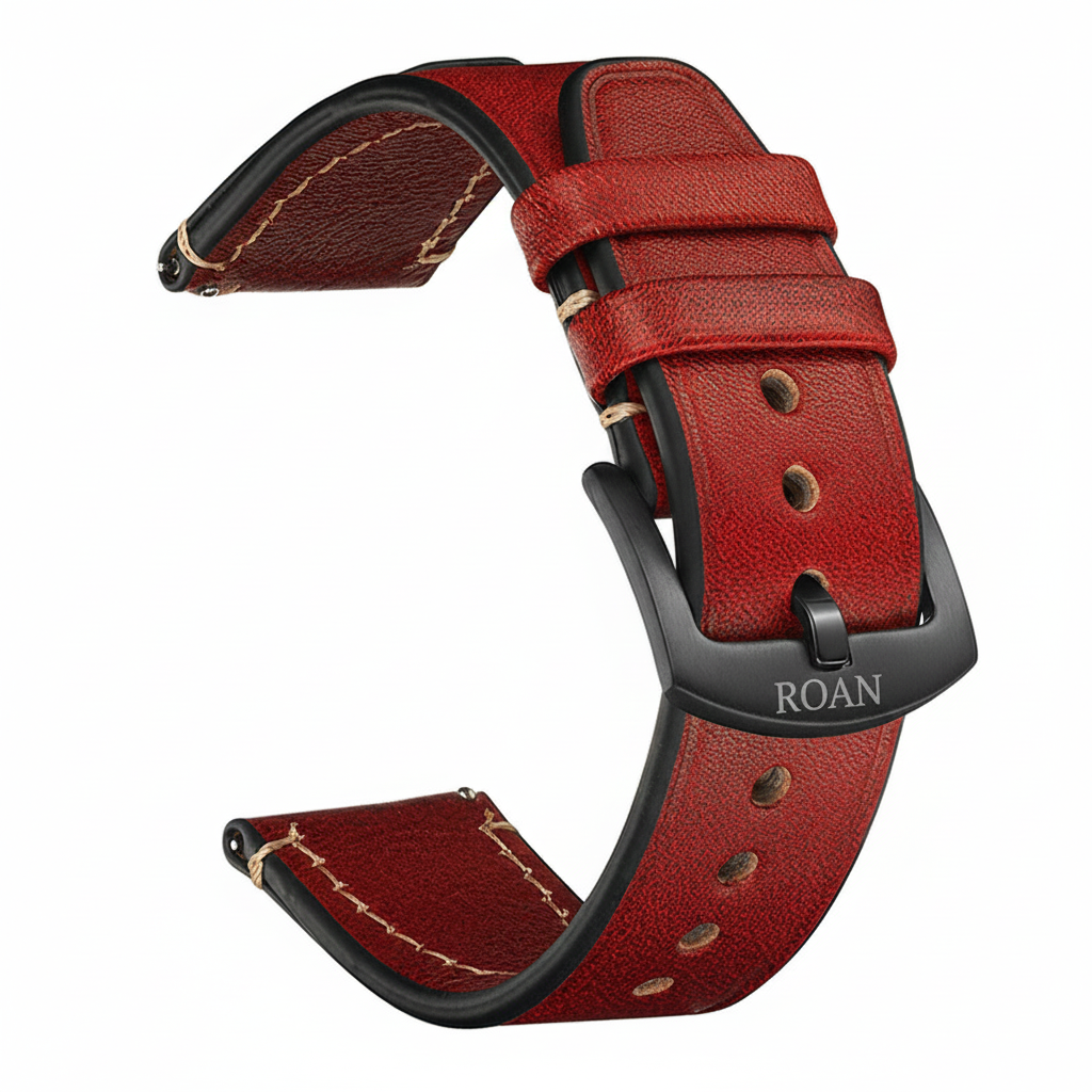 ROAN Straps  |  Dark Brown Crazy Horse Leather Watch Strap - Genuine Vintage Pull-up Leather Strap（18mm 20mm 22mm 24mm)