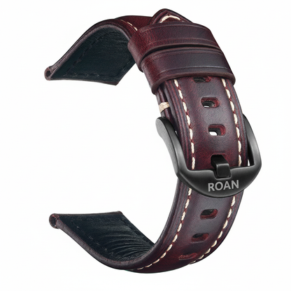 ROAN Straps  |  Black Italian Calfskin Watch Strap - Artisan Tanned & Hand-Finishe（18mm 19mm 20mm 21mm 22mm）