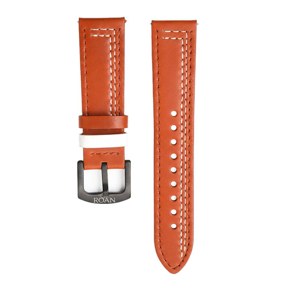 ROAN Straps  |  Genuine Leather Watch Strap - Vintage Dark Brown with Yellow Contrast Stitching(18mm 19mm 20mm 21mm 22mm 24mm)