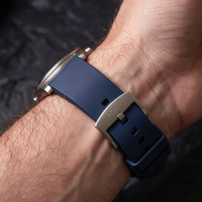 ROAN Straps | Blaues FMK Fluorkautschukarmband - Das klassische quadratische Lochdesign - Wasserdichtes und schweißbeständiges Fluorkautschuk-Uhrenarmband (19mm 20mm 21mm 22mm 23mm 24mm)