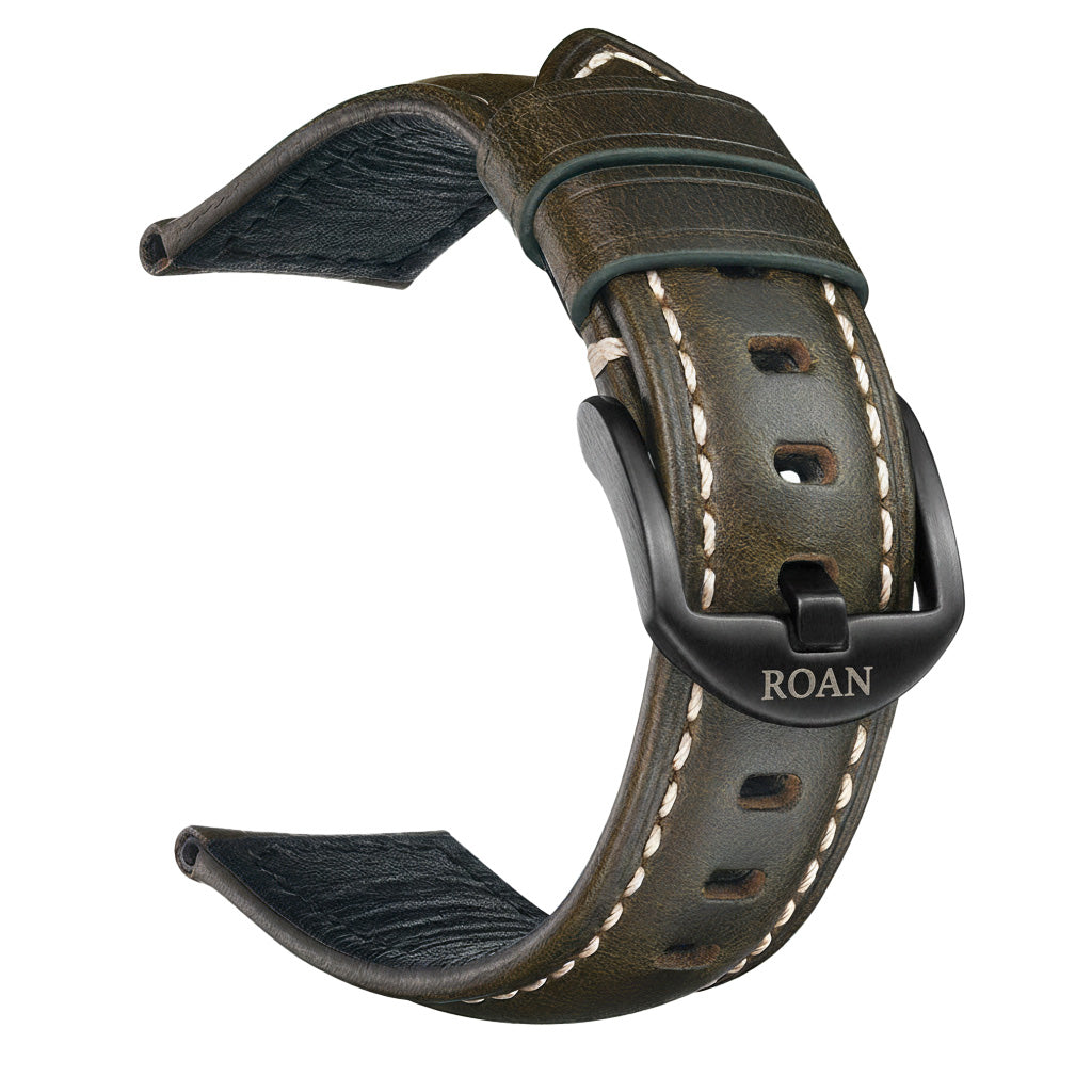 ROAN Straps  |  Army Green Italian Calfskin Watch Strap - Artisan Tanned & Hand-Finished（18mm 19mm 20mm 21mm 22mm）
