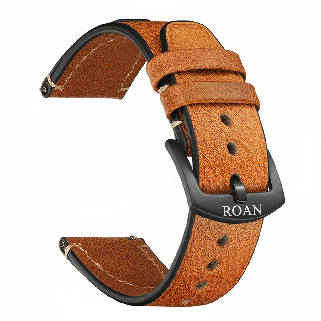 ROAN Straps  |  Dark Brown Crazy Horse Leather Watch Strap - Genuine Vintage Pull-up Leather Strap（18mm 20mm 22mm 24mm)