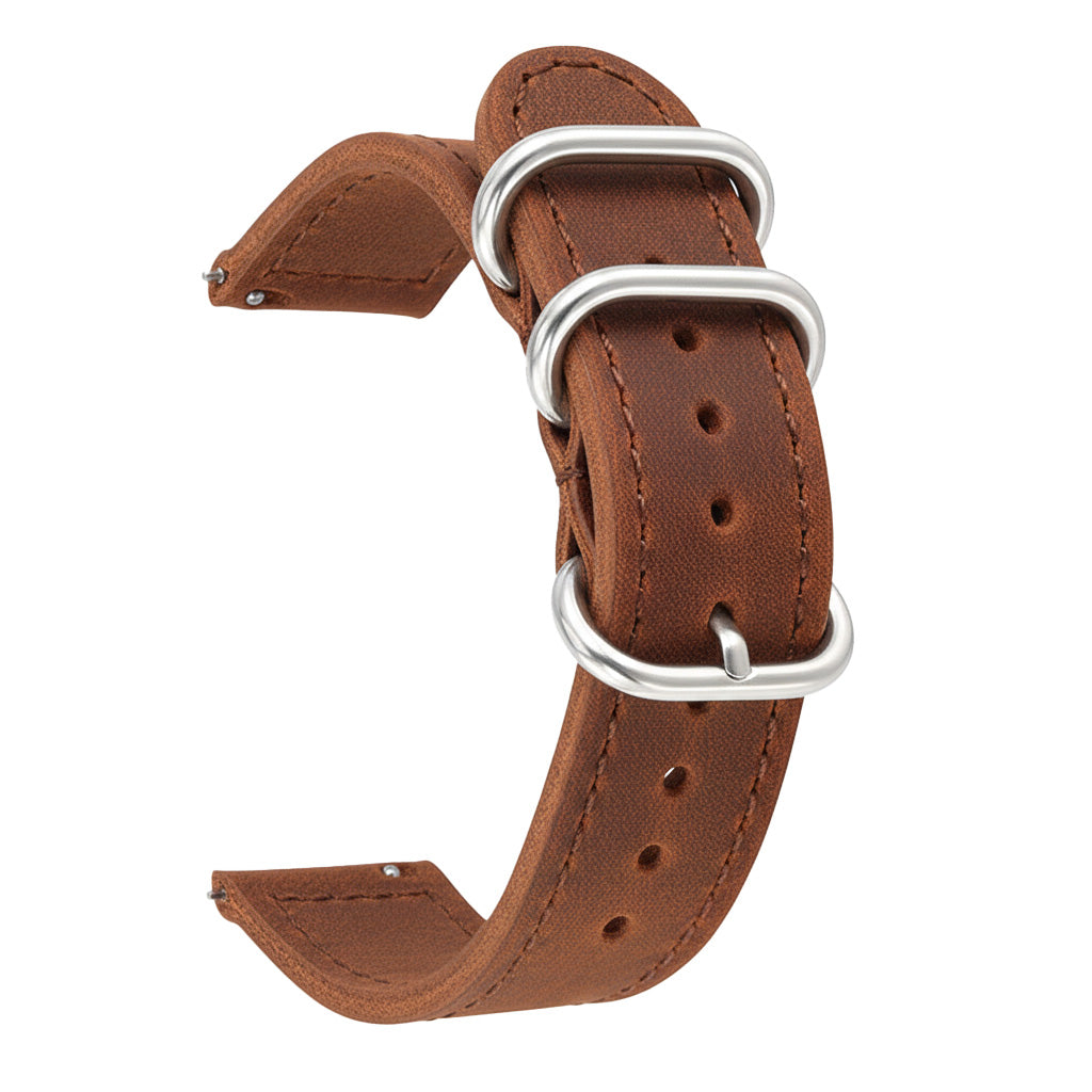 ROAN Straps | Handmade  Brown Italian Leather Watch Strap with Black Pin Buckle - Retro rugged aesthetic design (18mm 20mm 22mm)