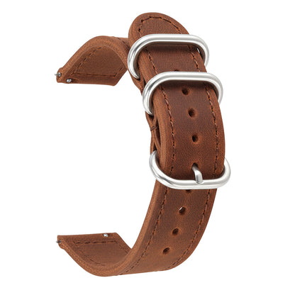 ROAN Straps | Handmade  Brown Italian Leather Watch Strap with Black Pin Buckle - Retro rugged aesthetic design (18mm 20mm 22mm)