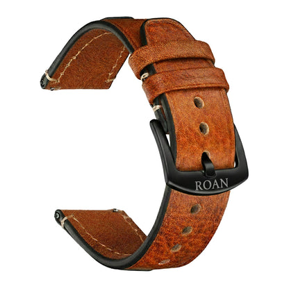 ROAN Straps  |  Dark Brown Crazy Horse Leather Watch Strap - Genuine Vintage Pull-up Leather Strap（18mm 20mm 22mm 24mm)
