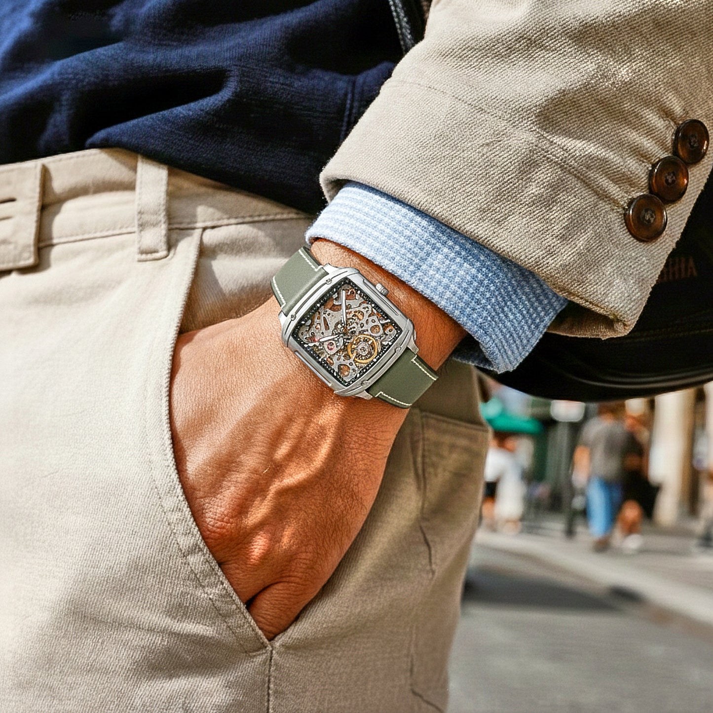 ROAN Straps | Gray Italian Leather Watch Strap Vintage Retro Design with Modern Craftsmanship（18mm 19mm 20mm 21mm 22mm 24mm)