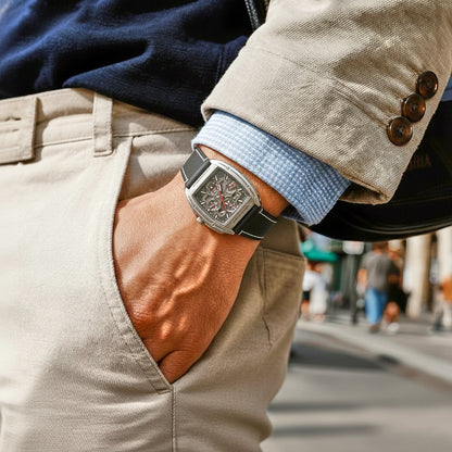 ROAN Straps | Black Italian Leather Watch Strap - Vintage Retro Design with Modern Craftsmanship（18mm 19mm 20mm 21mm 22mm 24mm)