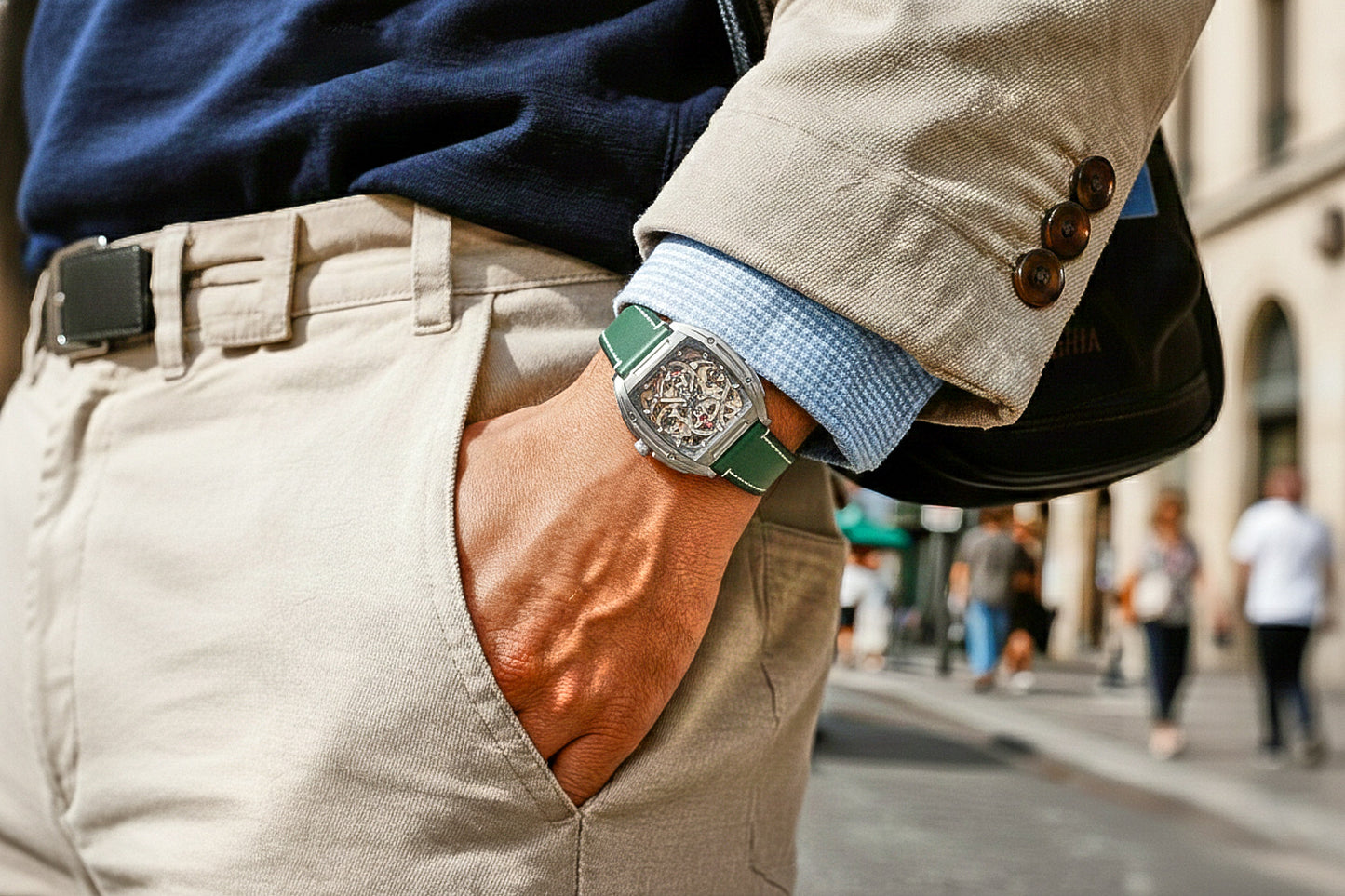 ROAN Straps | Dark Green Italian Leather Watch Strap - Vintage Retro Design with Modern Craftsmanship（18mm 19mm 20mm 21mm 22mm 24mm)