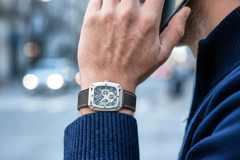 ROAN Straps  |  Black French goat leather strap -  Hand-Polished Vegetable Tanned Vintage Design（20mm 22mm 24mm)