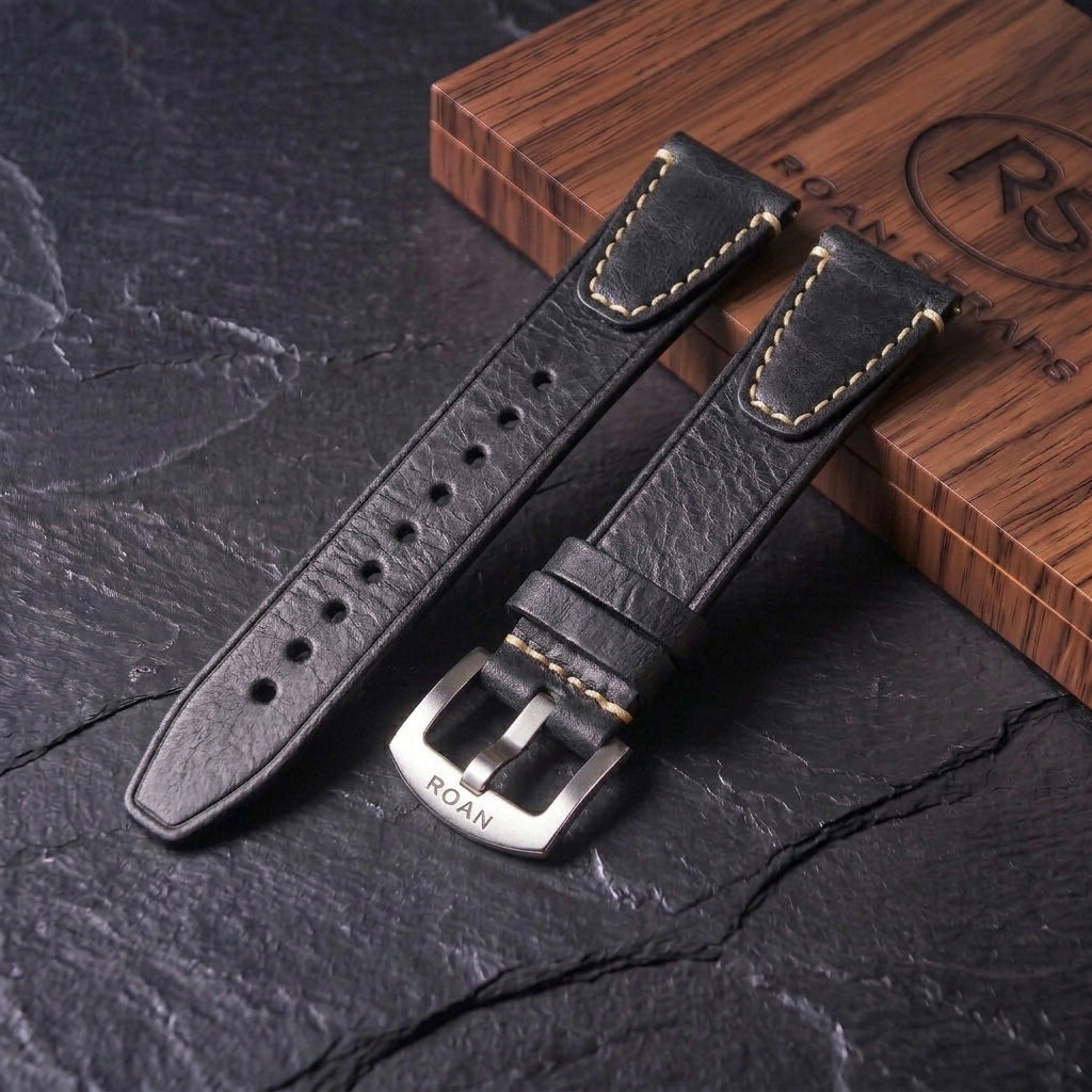 ROAN Straps  |  Dark Brown Crazy Horse Leather Watch Strap - Genuine Vintage Pull-up Leather Strap（18mm 20mm 22mm 24mm)