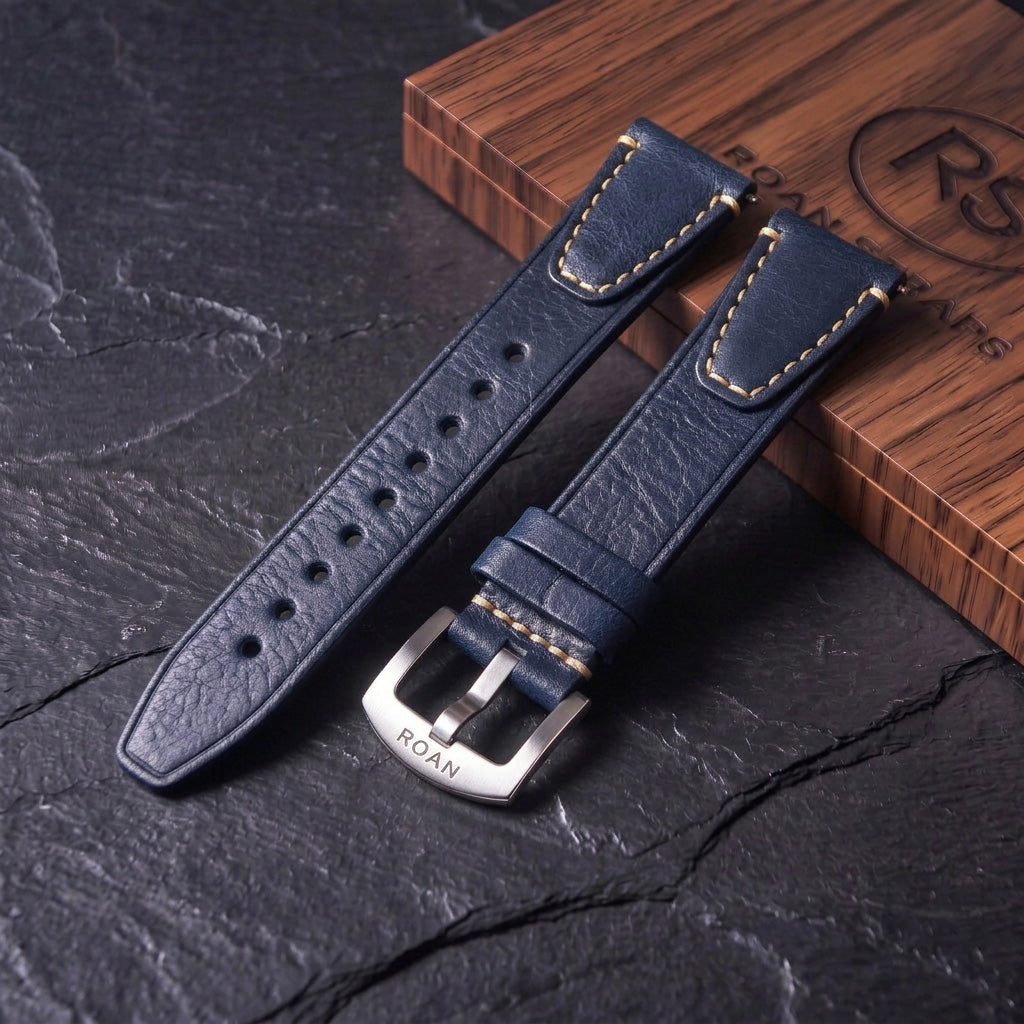 ROAN Straps  |  Dark Brown Crazy Horse Leather Watch Strap - Genuine Vintage Pull-up Leather Strap（18mm 20mm 22mm 24mm)
