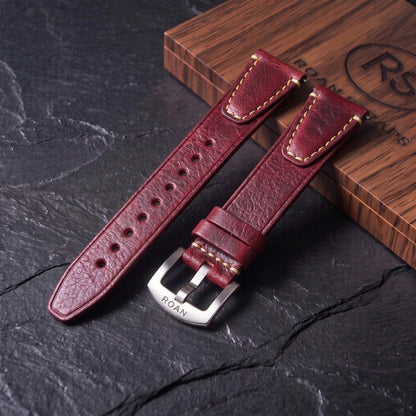 ROAN Straps  |  Dark Brown Crazy Horse Leather Watch Strap - Genuine Vintage Pull-up Leather Strap（18mm 20mm 22mm 24mm)