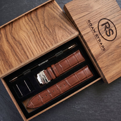 ROAN Heritage Alligator Grain Leather Strap with Deployant Clasp