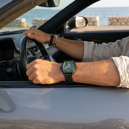 ROANSTRAPS | "Grid Stealth" - Premium FKM Rubber Watch Strap, Grade 5 Titanium Hardware (Custom Engraving Included)