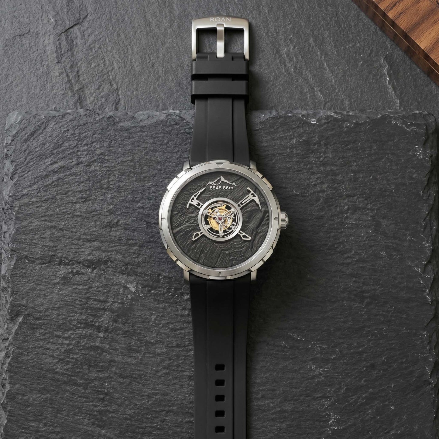 ROANSTRAPS | "Obsidian Stealth" - Premium FKM Rubber Watch Strap, Grade 5 Titanium Hardware (Custom Engraving Included)