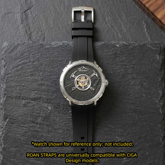 ROANSTRAPS | „Obsidian Stealth“ – Premium FKM Kautschuk Uhrenarmband, Grade 5 Titan Hardware (inkl. individueller Gravur)