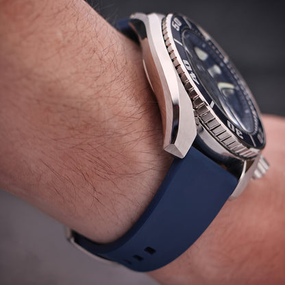 ROAN Straps | Blaues FMK Fluorkautschukarmband - Das klassische quadratische Lochdesign - Wasserdichtes und schweißbeständiges Fluorkautschuk-Uhrenarmband (19mm 20mm 21mm 22mm 23mm 24mm)