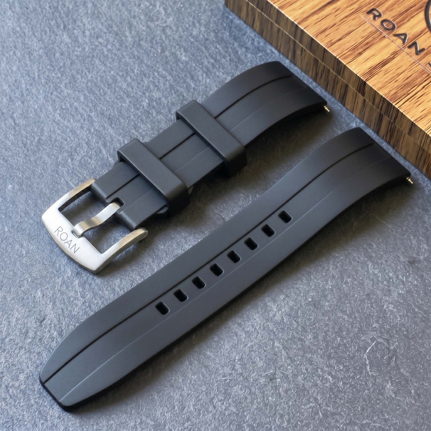 ROANSTRAPS | "Dual-Track Stealth" - Premium FKM Rubber Watch Strap, Grade 5 Titanium Hardware (Custom Engraving Included)