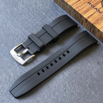 ROANSTRAPS | "Dual-Track Stealth" - Premium FKM Rubber Watch Strap, Grade 5 Titanium Hardware (Custom Engraving Included)
