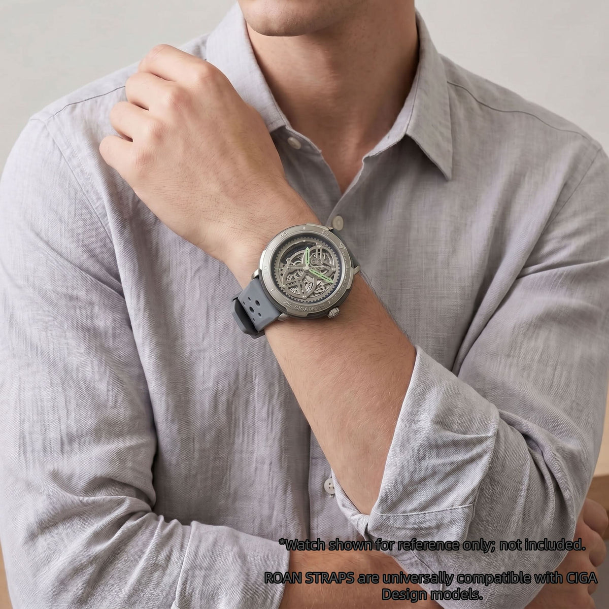 ROANSTRAPS | Steel Grey - Aero-Vent Series | Premium FKM Rubber Watch Strap