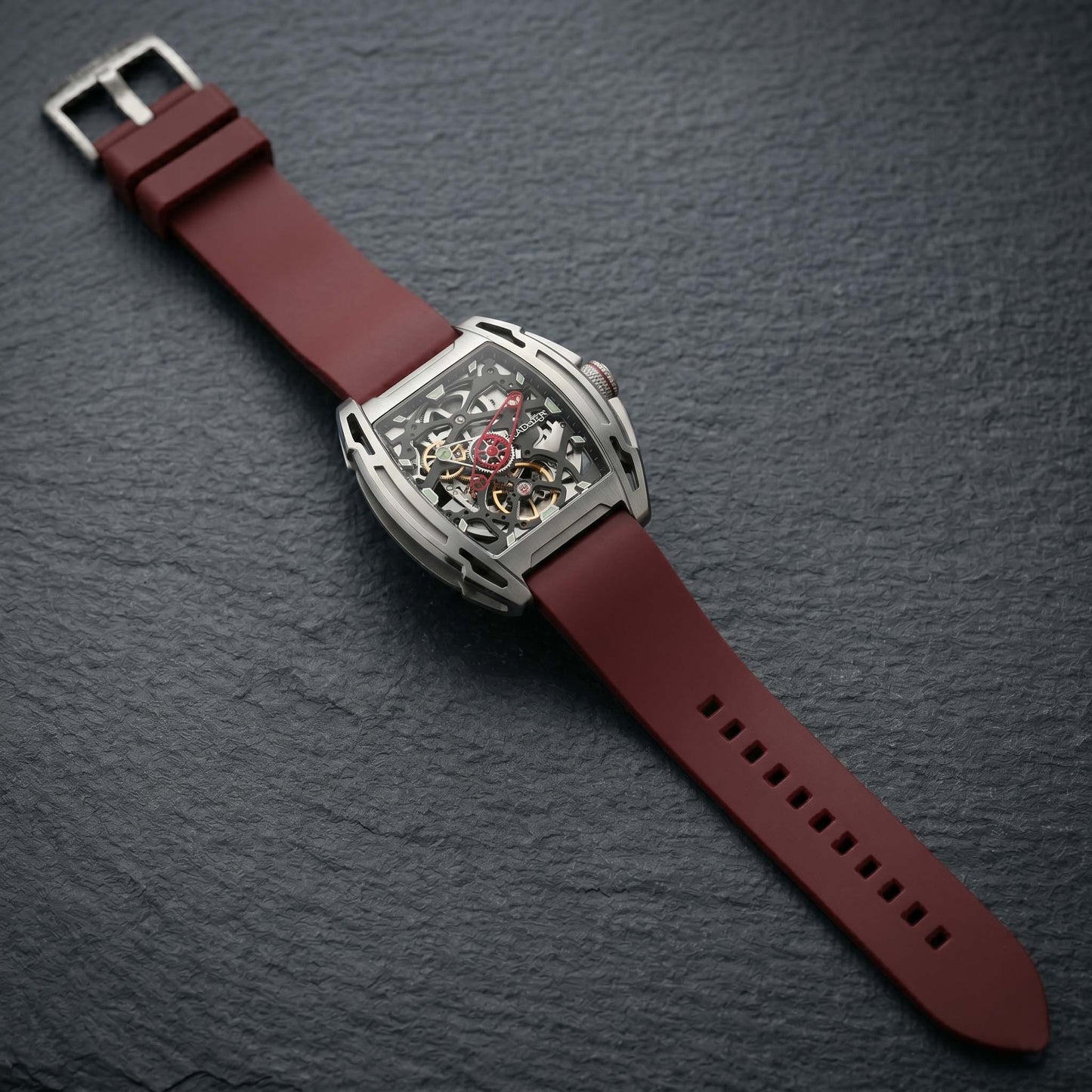 ROANSTRAPS | "Crimson" - Premium FKM Rubber Watch Strap, Grade 5 Titanium Hardware (Custom Engraving Included)
