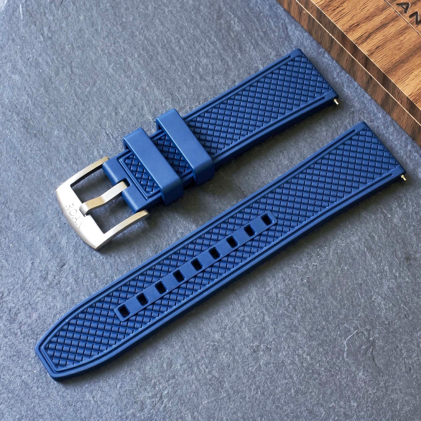 ROANSTRAPS | "Abyss Grid" - Premium FKM Rubber Watch Strap, Grade 5 Titanium Hardware (Custom Engraving Included)