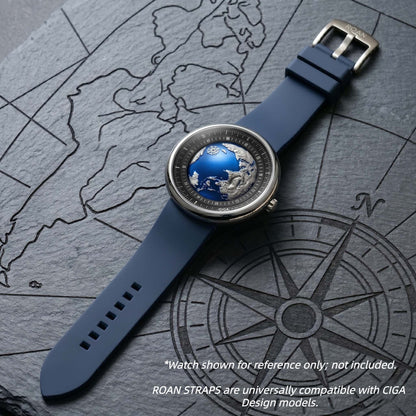 ROANSTRAPS | "Ocean Flow" - Premium FKM Rubber Watch Strap, Grade 5 Titanium Hardware (Custom Engraving Included)