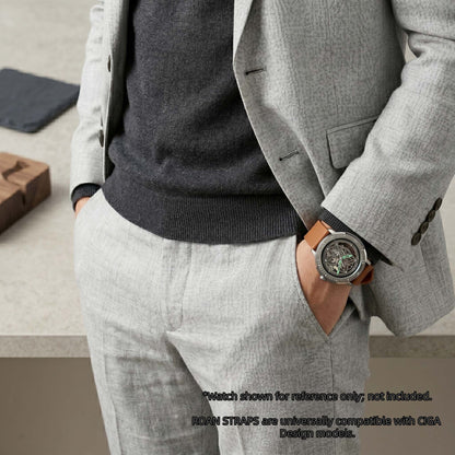 ROAN Straps | Schwarzes FMK Fluorkautschukarmband - Das klassische quadratische Lochdesign - Wasserdichtes und schweißbeständiges Fluorkautschuk-Uhrenarmband (19mm 20mm 21mm 22mm 23mm 24mm)
