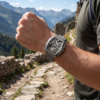 ROANSTRAPS | "Summit Slate" - Adventure-Ready FKM Rubber Watch Strap, Grade 5 Titanium Hardware (Custom Engraving Included)