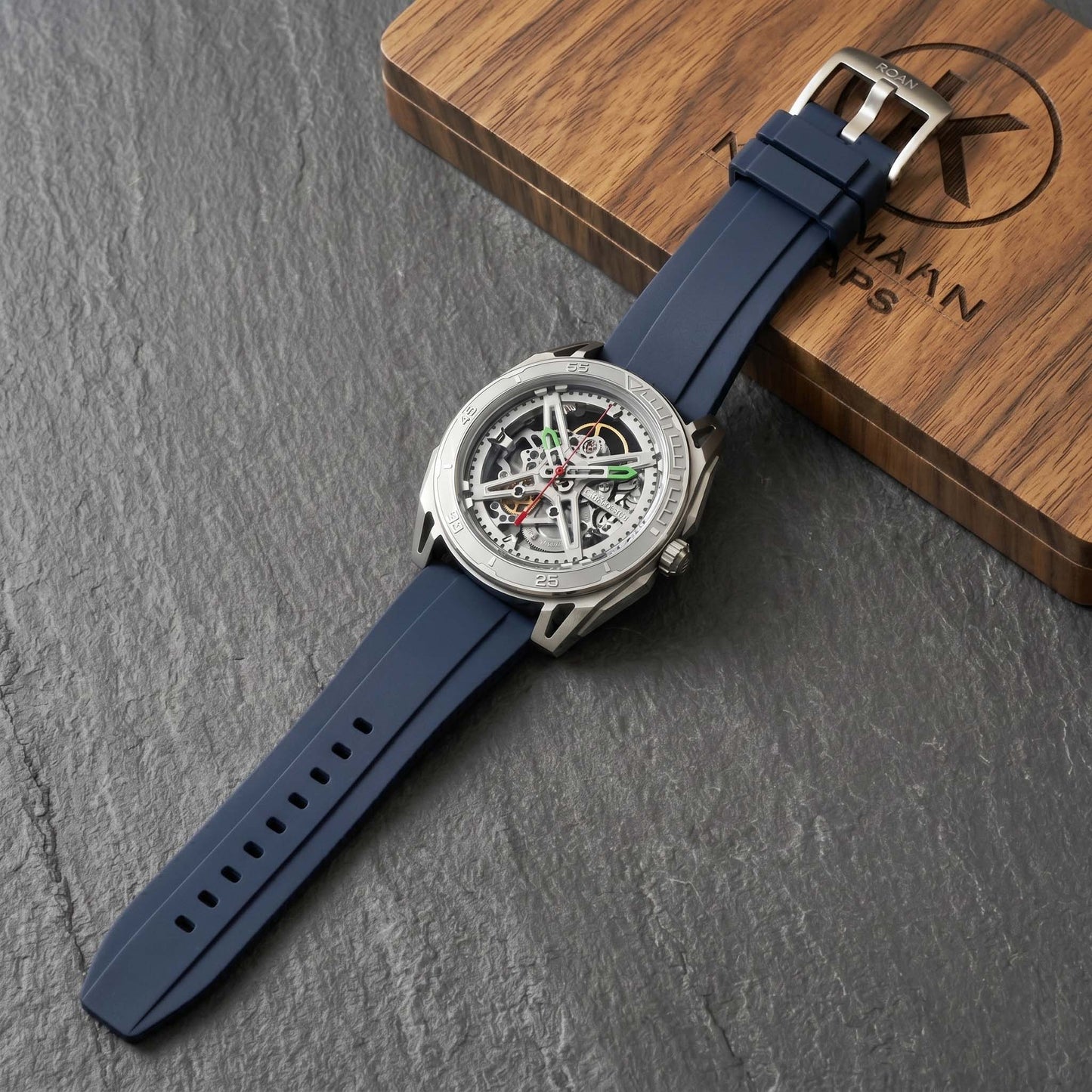 ROANSTRAPS | "Sunset Horizon" - Minimalist FKM Rubber Watch Strap, Grade 5 Titanium Hardware (Custom Engraving Included)