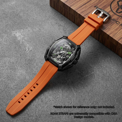 ROANSTRAPS | "Dual-Track Ignition" - Premium FKM Rubber Watch Strap, Grade 5 Titanium Hardware (Custom Engraving Included)