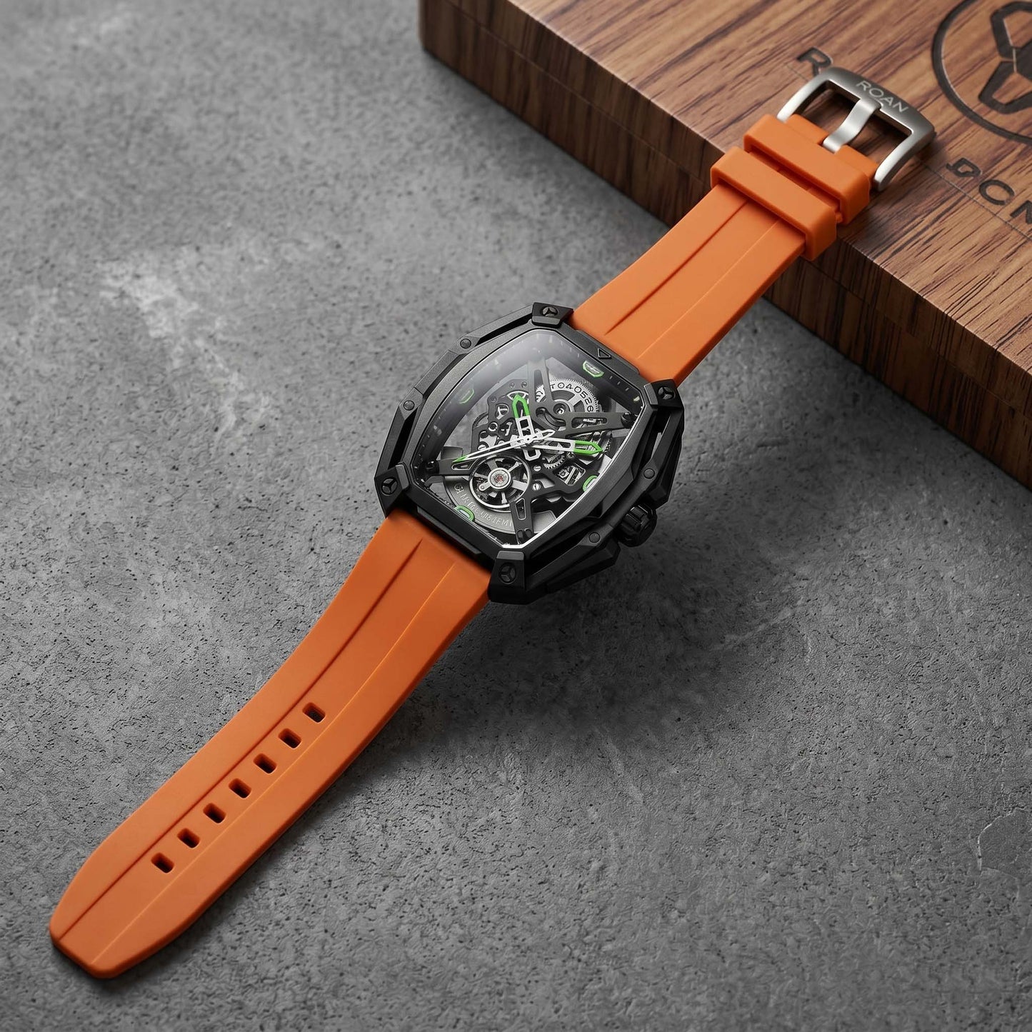 ROANSTRAPS | "Dual-Track Ignition" - Premium FKM Rubber Watch Strap, Grade 5 Titanium Hardware (Custom Engraving Included)