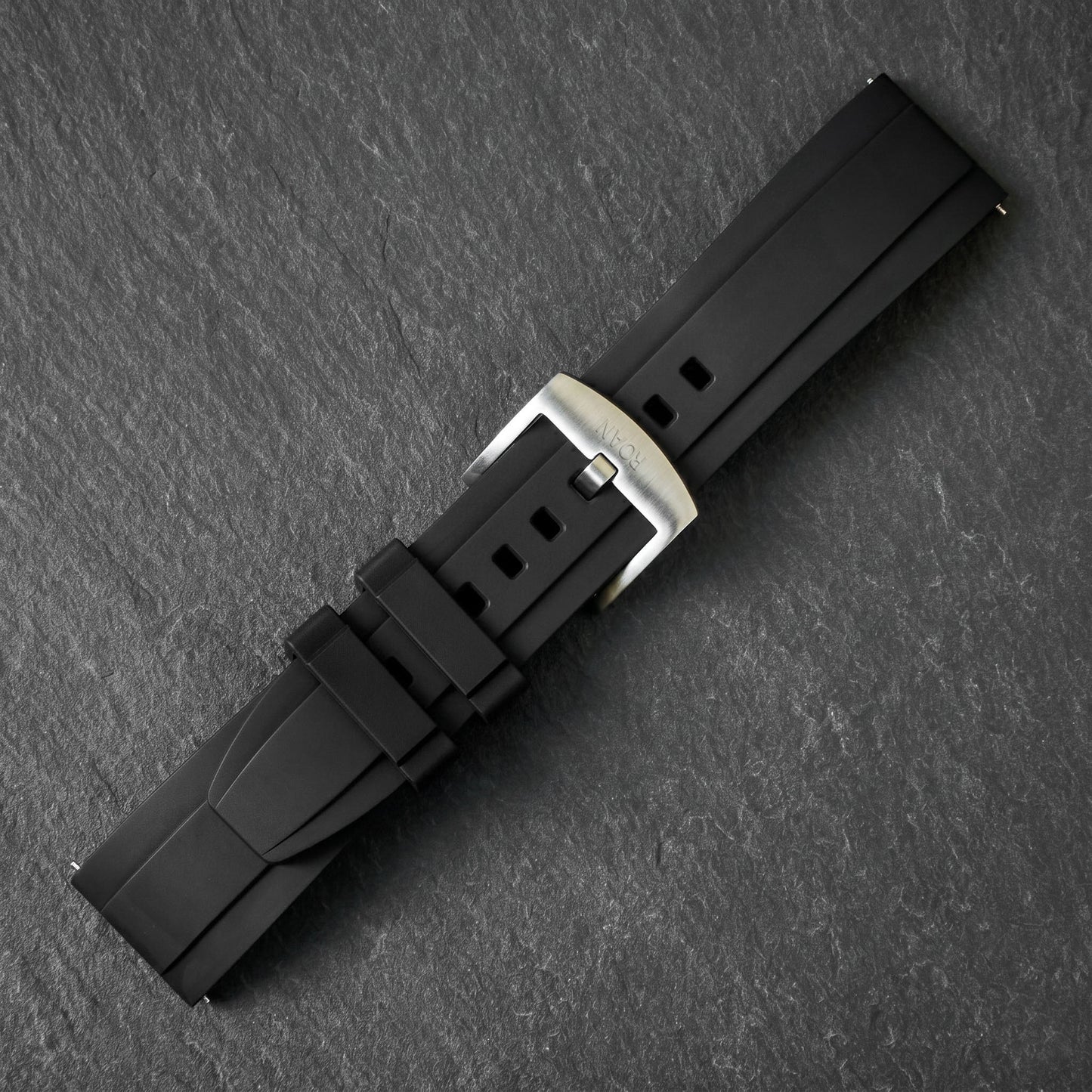 ROANSTRAPS | "Obsidian Stealth" - Premium FKM Rubber Watch Strap, Grade 5 Titanium Hardware (Custom Engraving Included)